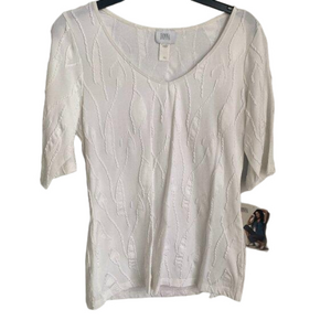 Donna Fashions White Fancy T-Shirt Size Large